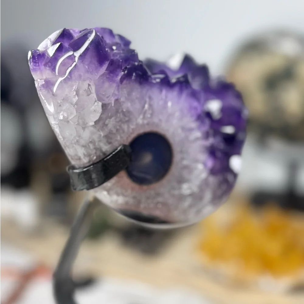 💜 Deep Purple Big Points Amethyst Agate Metal Stand – High Grade from Uruguay 💜 - Picture 5 of 9